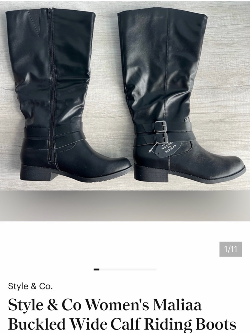Style & Co. Black Buckle Wide-Calf Riding Boots